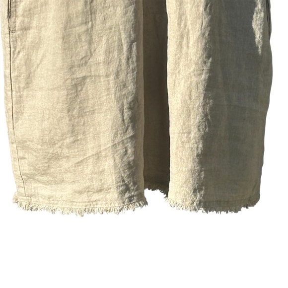 TOMMY BAHAMA Women Sz M Natural Two Palms Double Ruffle Linen Sleeveless Dress. - Picture 4 of 11